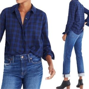 Madewell Plaid Faux Wrap Shirt